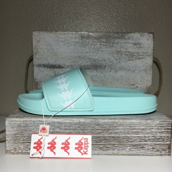 Kappa Banda Adam 4 Slide UNISEX Sandals Green Aqua White Size 8 Brand New - Picture 2 of 6